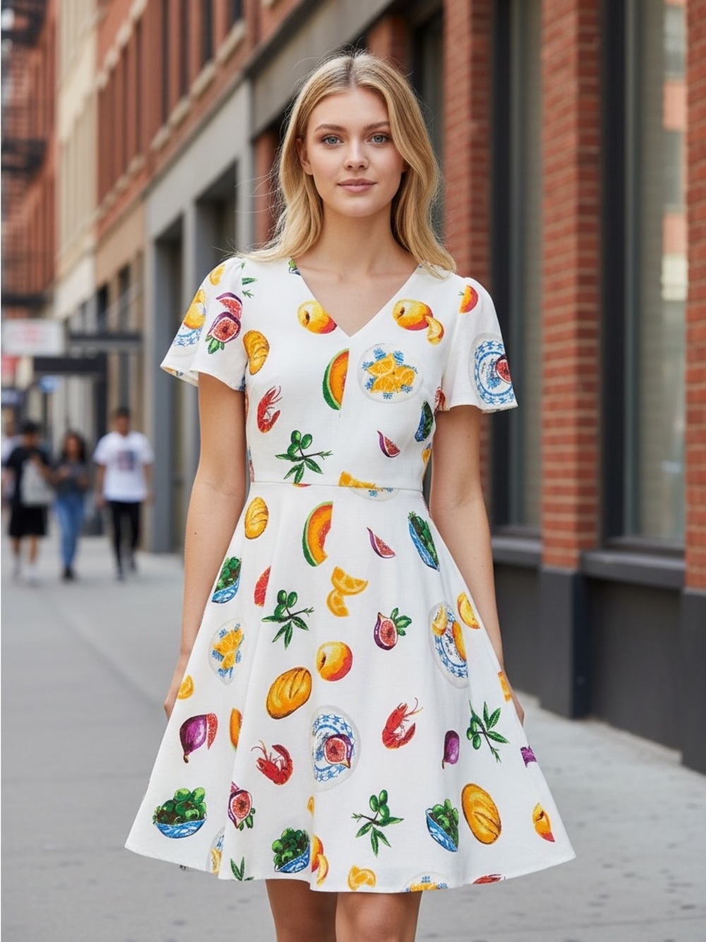 J. Crew Factory Printed linen-blend flutter-sleeve mini dress in White Multi 2